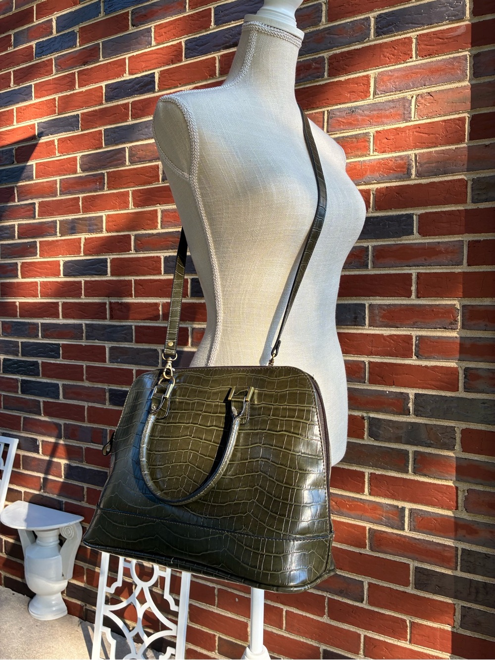 Olive Roomy Satchel Crossbody. Never worn